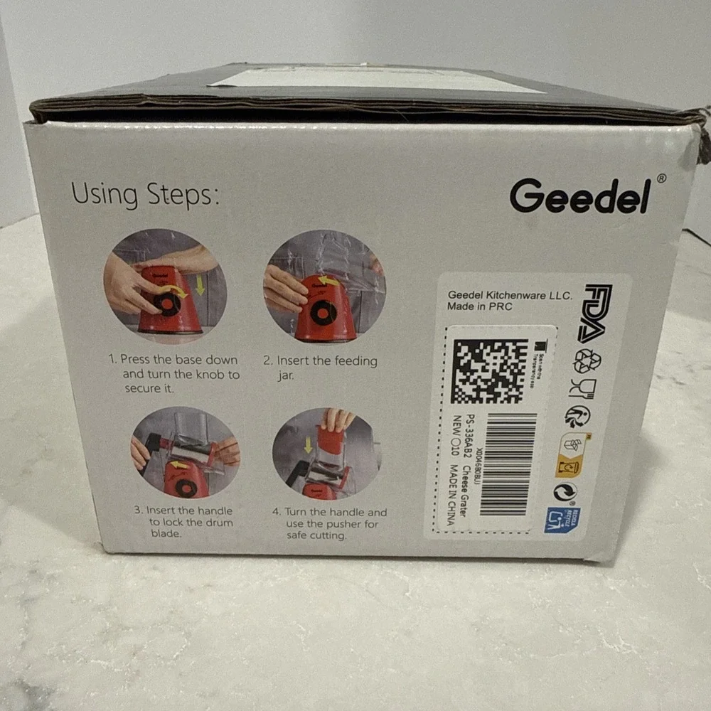 Geedel Rotary Cheese Grater, Kitchen Mandoline Vegetable Slicer with 3 Interchan
